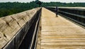 Cyclist enjoying a day riding their bicycles on the High Bridge Trail State Park located in Farmville, Cumberland County, Vir